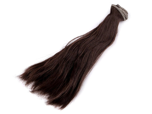 Cheveux de poupée 20 cm - brun chocolat