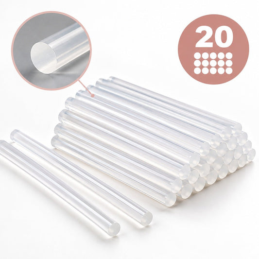 Image de bâtonnets pour pistolet à colle 7 mm × 20 cm, transparents et non jaunissants, 10 pièces – disponible en ligne chez Šarlotes audumi