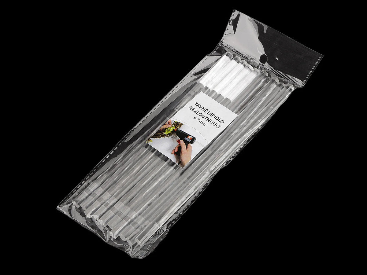 Image de bâtonnets pour pistolet à colle 7 mm × 20 cm, transparents et non jaunissants, 10 pièces – disponible en ligne chez Šarlotes audumi