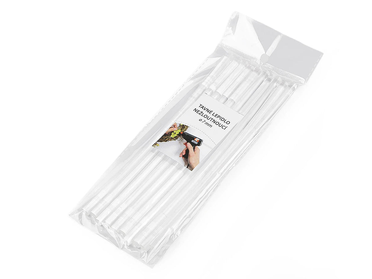 Image de bâtonnets pour pistolet à colle 7 mm × 20 cm, transparents et non jaunissants, 10 pièces – disponible en ligne chez Šarlotes audumi