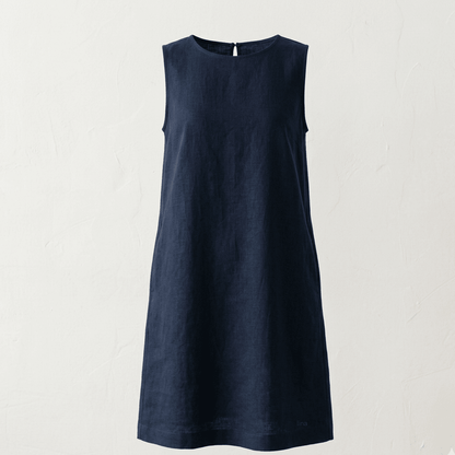 Image de tissu en lin bleu foncé 235 g/m² – disponible chez Šarlotes audumi