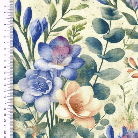 Lin avec viscose - freesias 200 g/m²