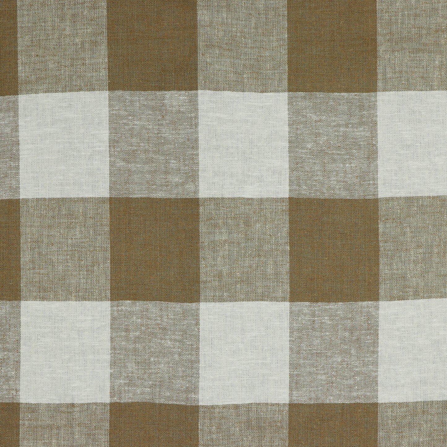 Linen with viscose - light brown checked 145 g/m²