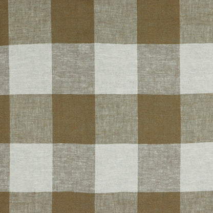 Linen with viscose - light brown checked 145 g/m²