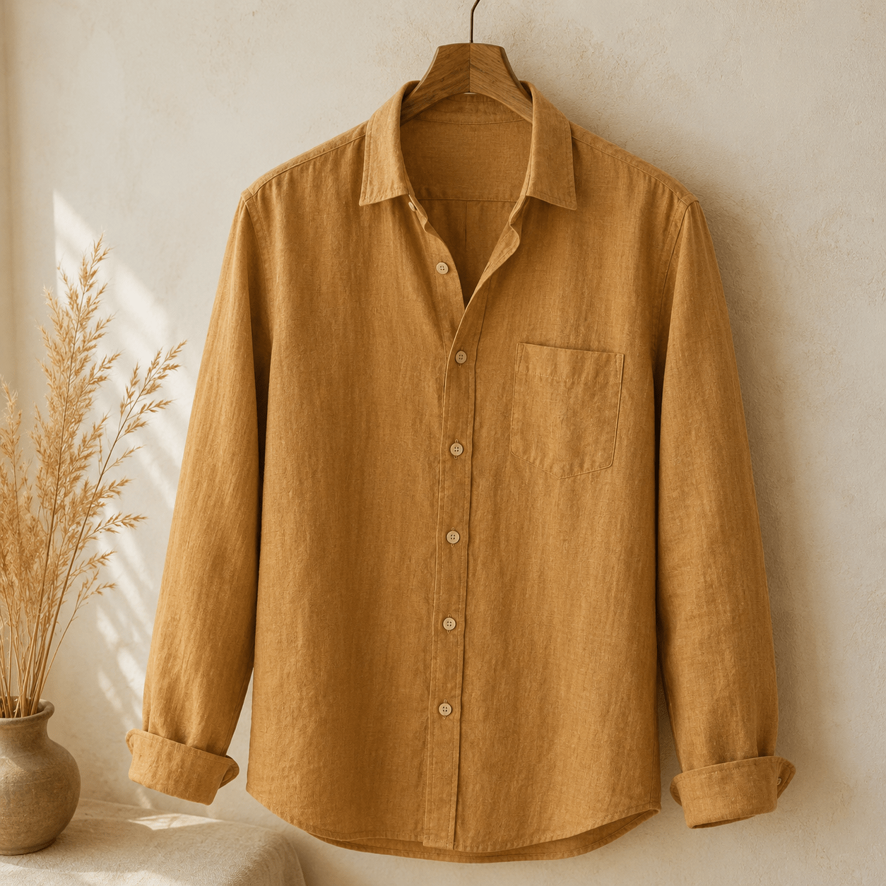 Image de lin avec viscose, brun camel 185 g/m² – disponible chez Šarlotes audumi