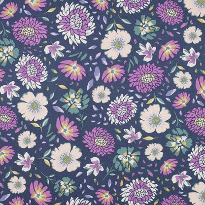 Lin avec viscose - fleurs lilas 180 g/m²