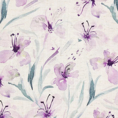 Lin avec viscose - fleurs lilas 200 g/m²