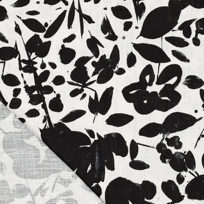 Lin avec viscose - feuilles noires 180 g/m²