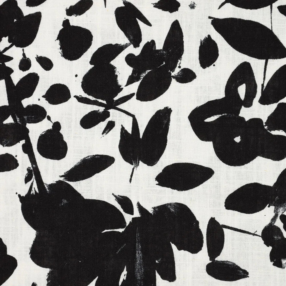 Lin avec viscose - feuilles noires 180 g/m²