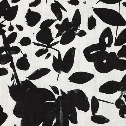 Lin avec viscose - feuilles noires 180 g/m²