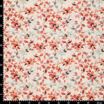 Lins ar viskozi - oranži ziedi 120 g/m²