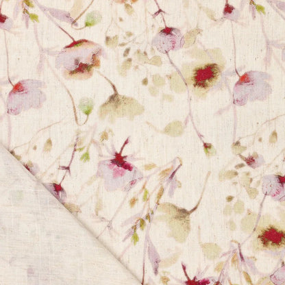 Image de tissu en lin et viscose à motif petits pois fleuris 120 g/m² – disponible chez Šarlotes audumi