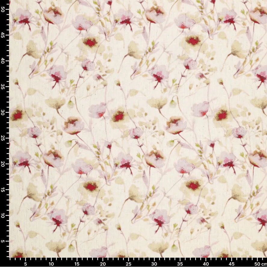 Image de tissu en lin avec viscose - petits pois fleuris 120 g/m² – disponible chez Šarlotes audumi
