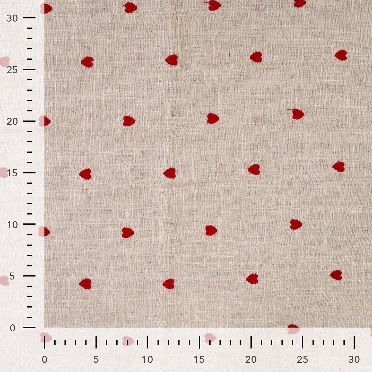 Tissu en lin et viscose - cœurs 180 g/m² – disponible chez Šarlotes audumi