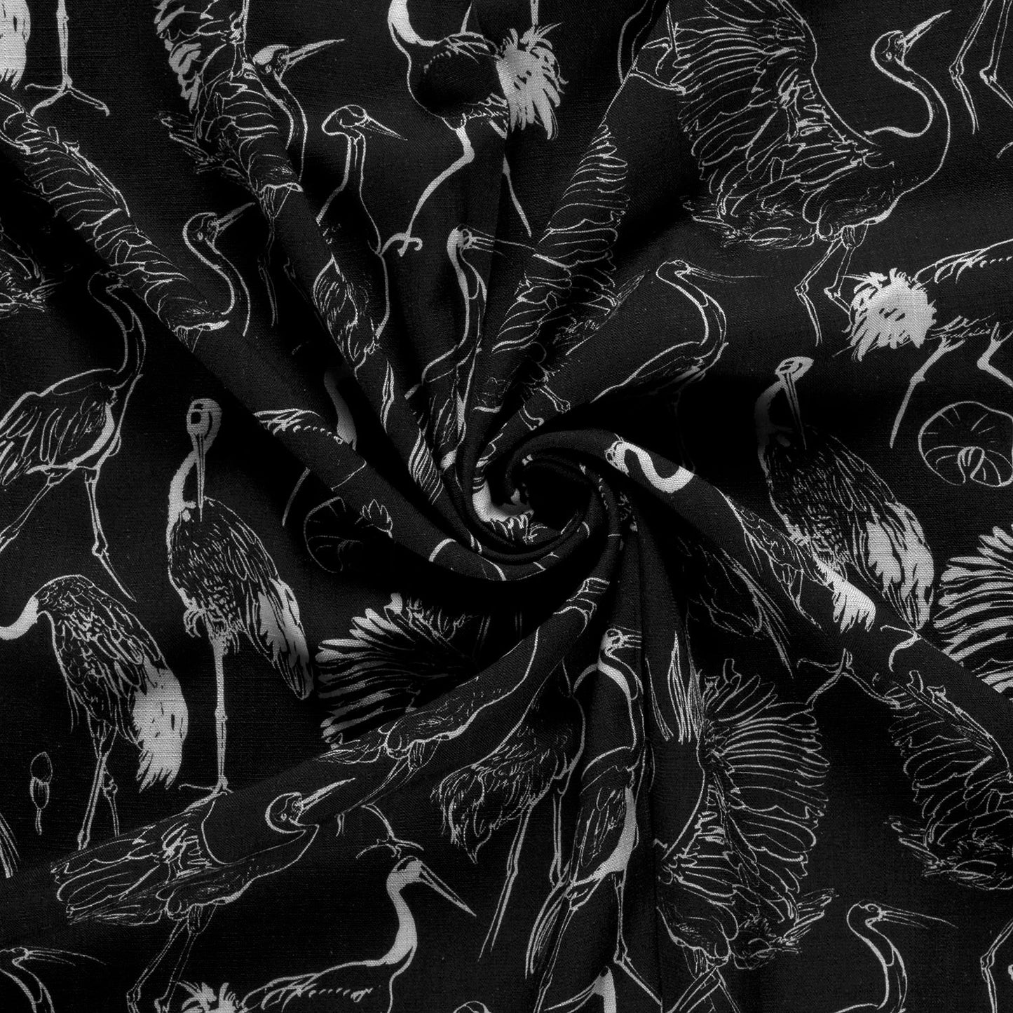 Image de tissu en lin et viscose - cigognes 170 g/m² – disponible chez Šarlotes audumi