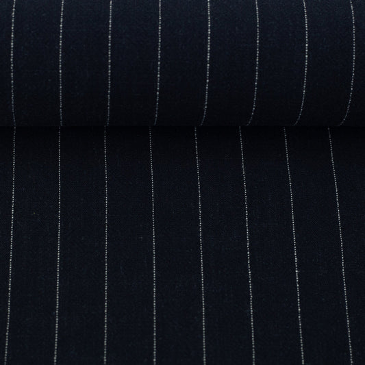 Lin et viscose - rayures sur fond noir 200 g/m²