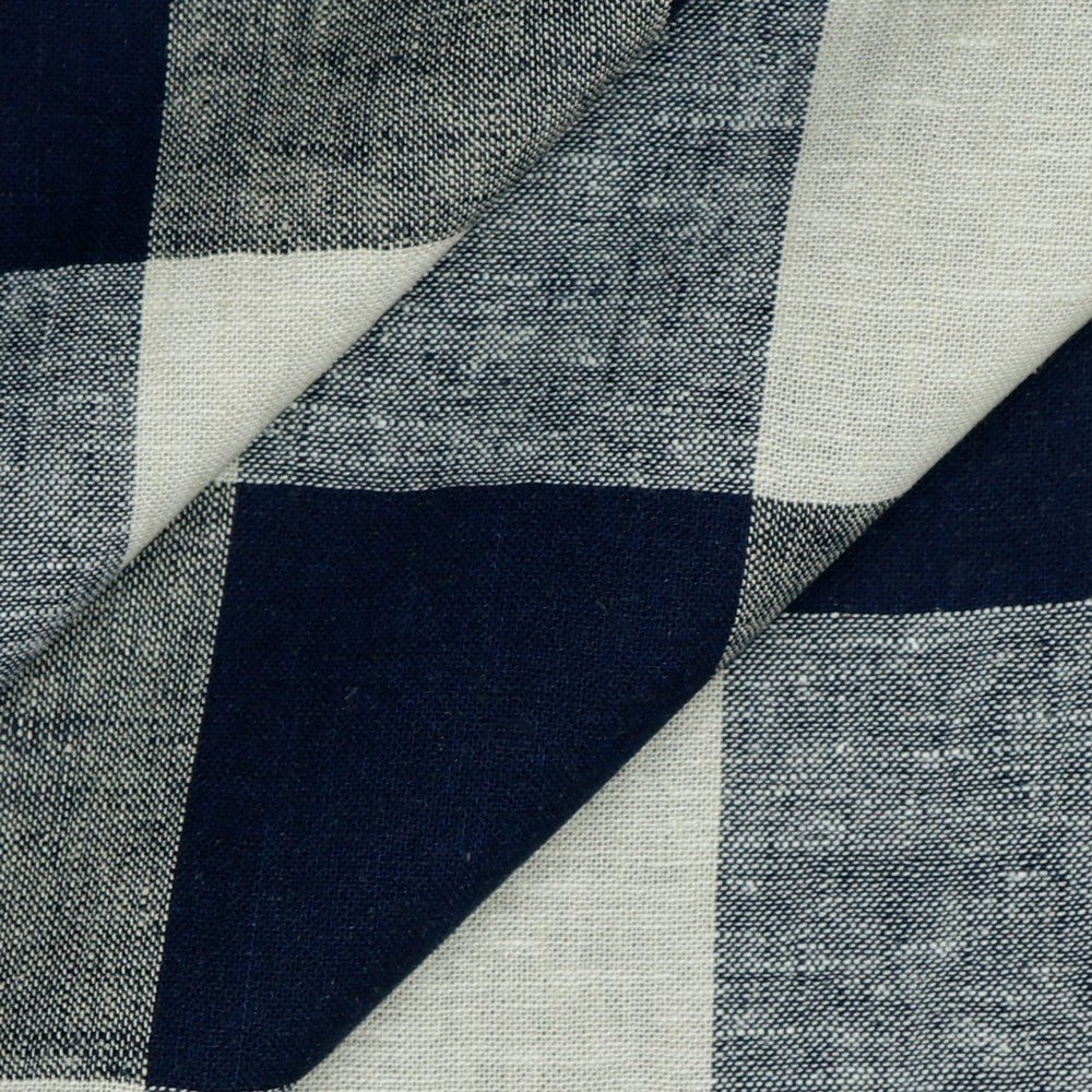 lin et viscose - à carreaux bleu foncé 145 g/m²