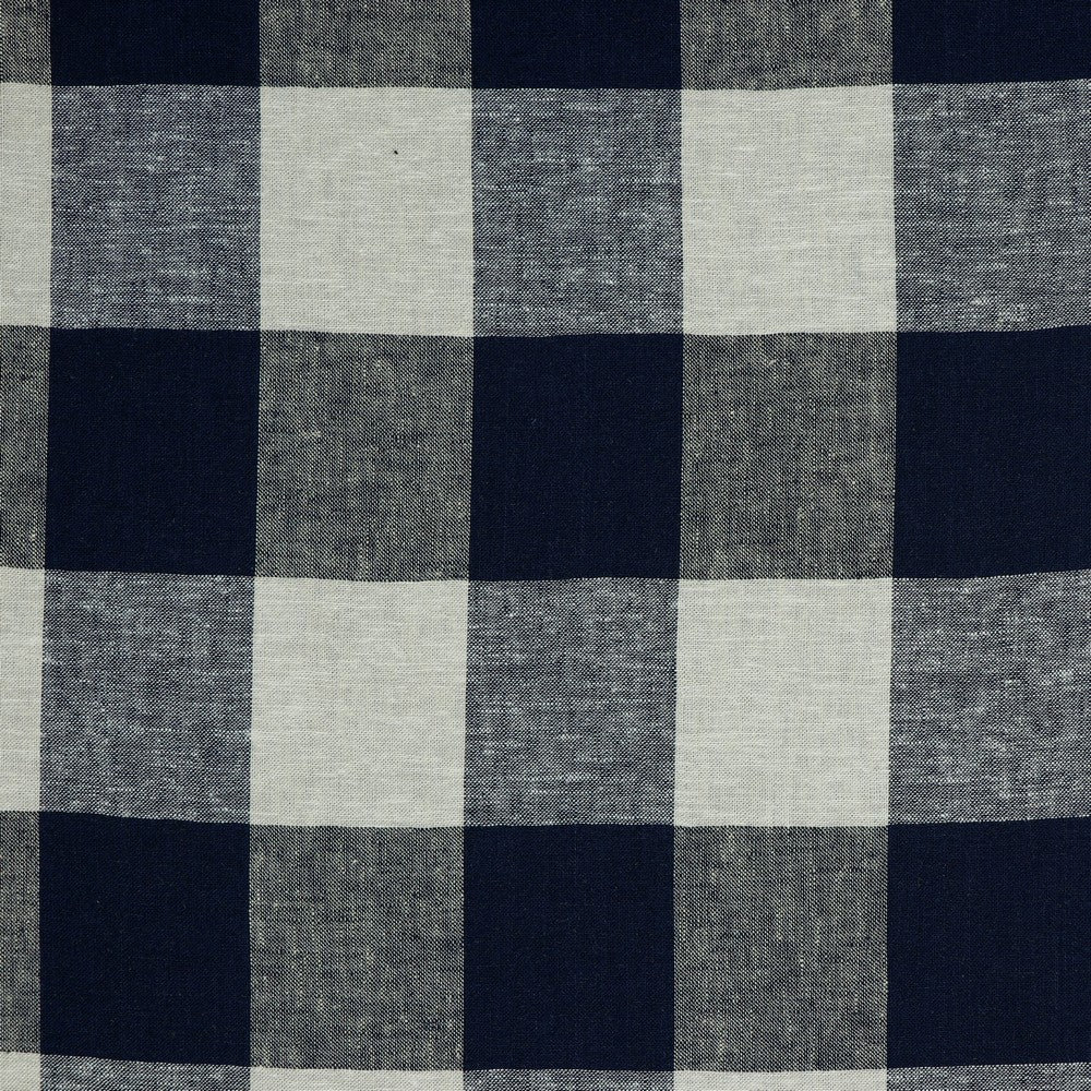 Lin viscose - à carreaux bleu foncé 145 g/m²