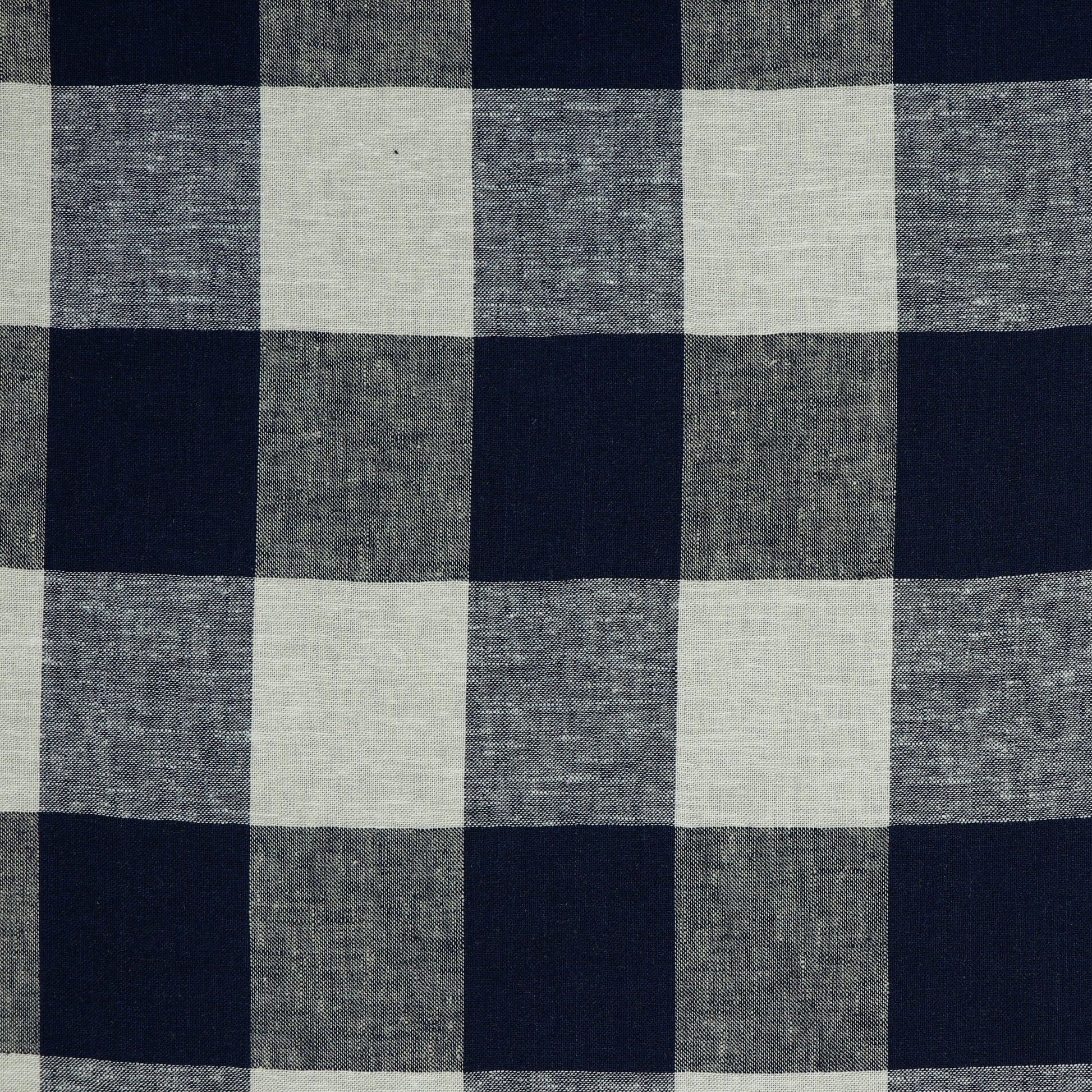 Lin et viscose - à carreaux bleu foncé 145 g/m²