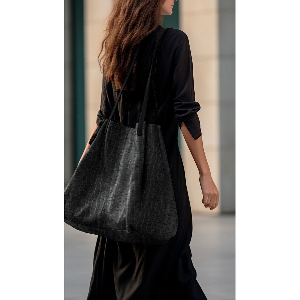 Faux leather - black textured 340 g/m²
