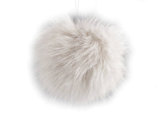 Pompon en fausse fourrure avec boucle Ø11 cm - beige