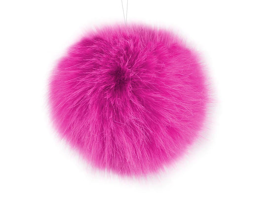 Pompon en fausse fourrure avec boucle Ø11 cm - rose vif