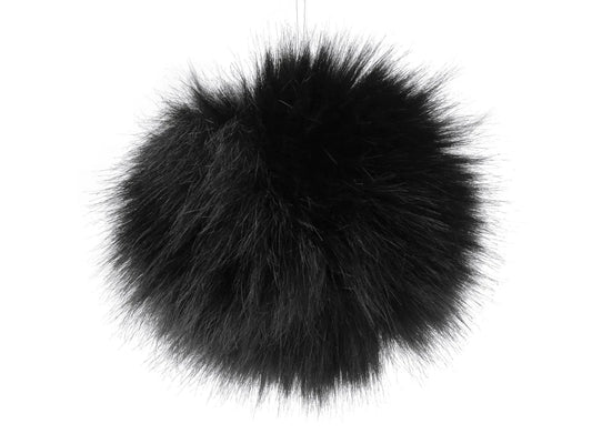 faux pompon en fausse fourrure avec boucle Ø11 cm - noir