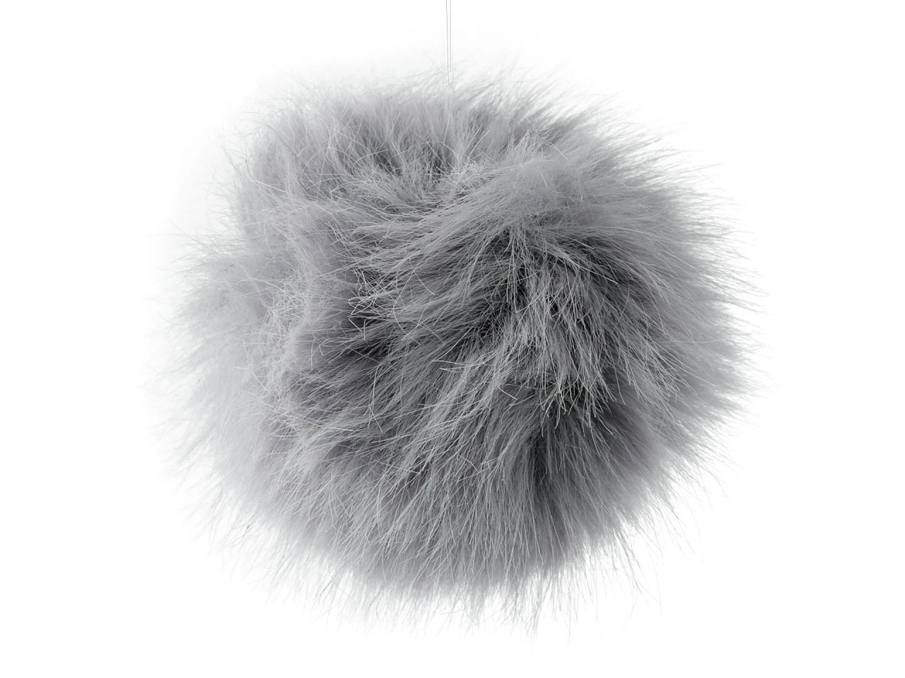 Faux fur pom-pom with loop Ø11 cm - gray