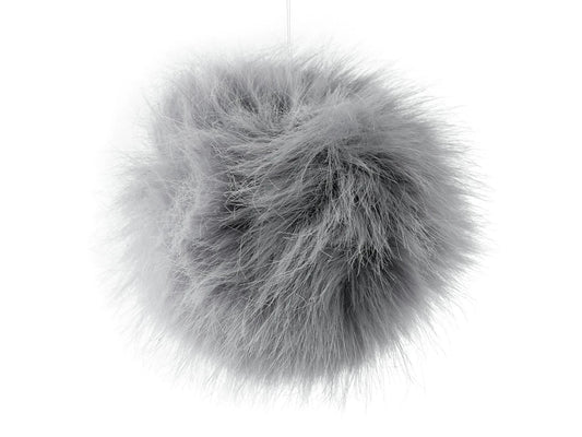 Pompon en fausse fourrure avec boucle Ø11 cm - gris