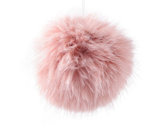 Pompon en fausse fourrure avec boucle Ø11 cm - rose poudré