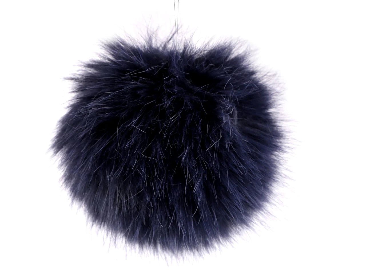 Pompon en fausse fourrure avec boucle Ø11 cm - bleu foncé