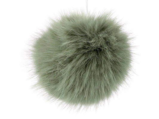 Pompon en fausse fourrure avec boucle Ø11 cm - vert