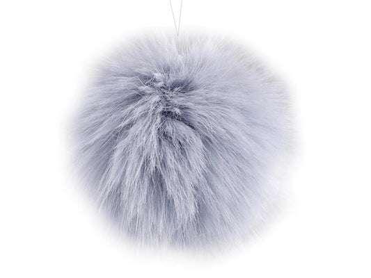 Pompon en fausse fourrure avec boucle Ø11 cm - bleu-gris