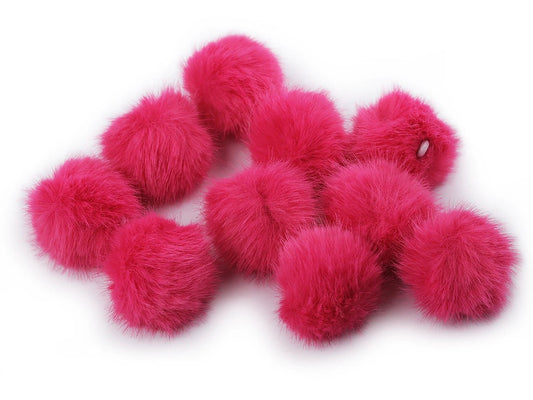 Bild mit Kunstfell-Pompons mit Schlaufe Ø 3,5 cm, 10 Stück – rosa – online erhältlich bei Šarlotes audumi