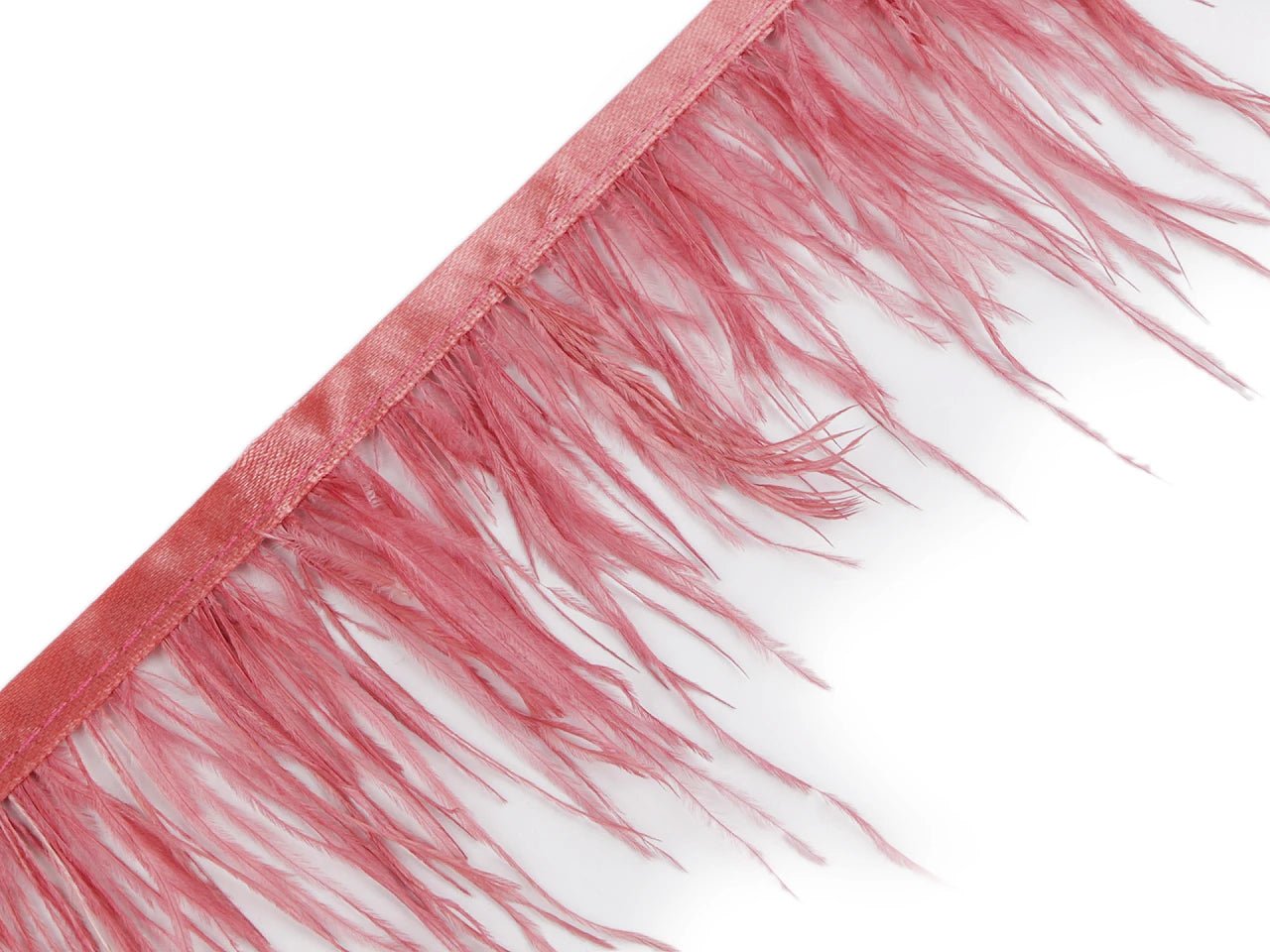 Ruban de finition en plumes marabout - vieux rose (lot de 50 cm)