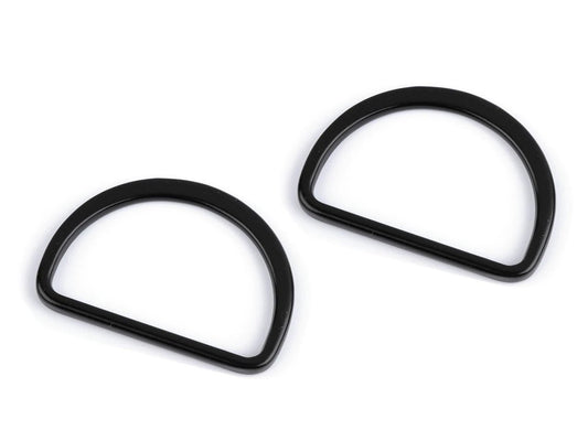 Anneau en D métallique 30 mm - noir (lot de 5)