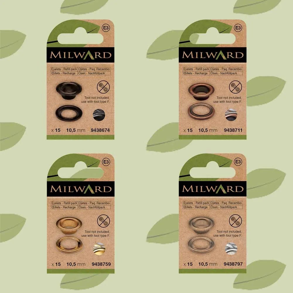 Metāla gredzeni, Luversi 10.5mm (15 gab.) Milward - melni
