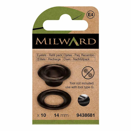 Metāla gredzeni, Luversi 14 mm (10 gab.) Milward - melni