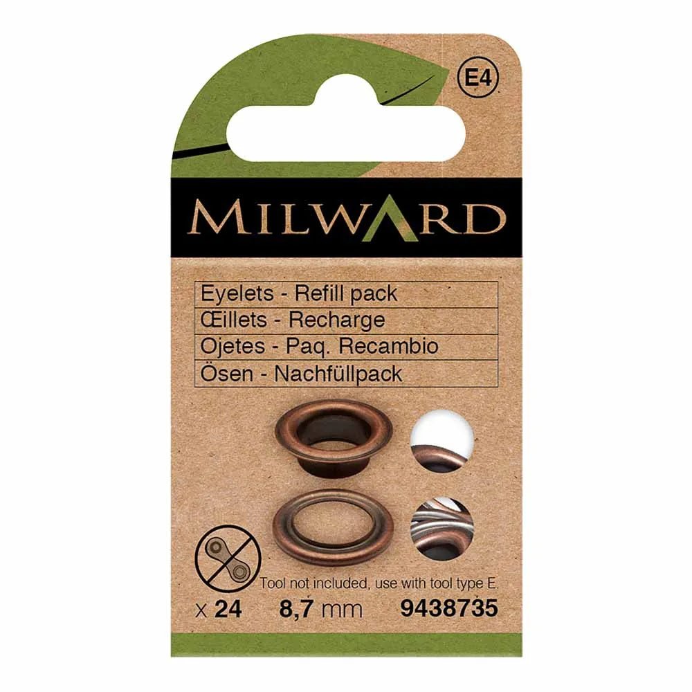 Metāla gredzeni, Luversi 8.7 mm (24 gab.) Milward - antīki