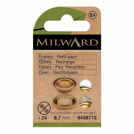 Metāla gredzeni, Luversi 8.7 mm (24 gab.) Milward - zelta