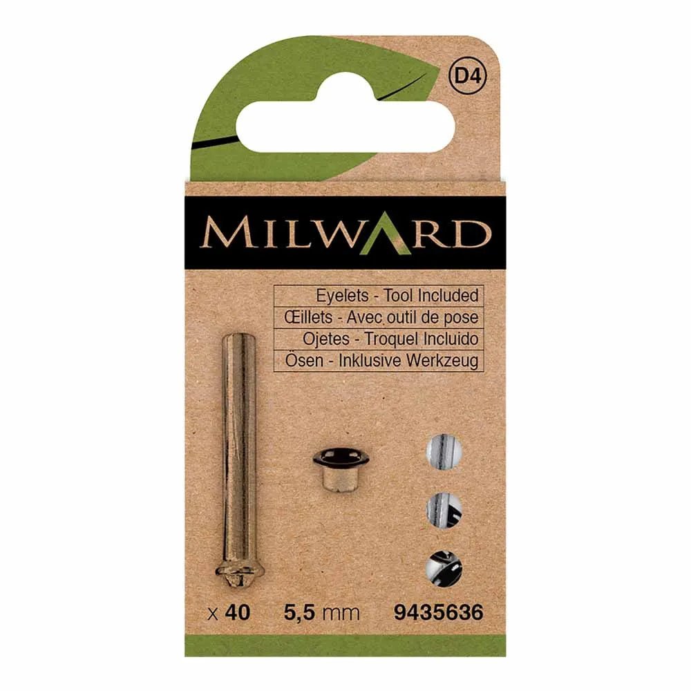 Œillets métalliques avec outil Ø 5,5 mm (noirs, 40 pcs) Milward - noirs
