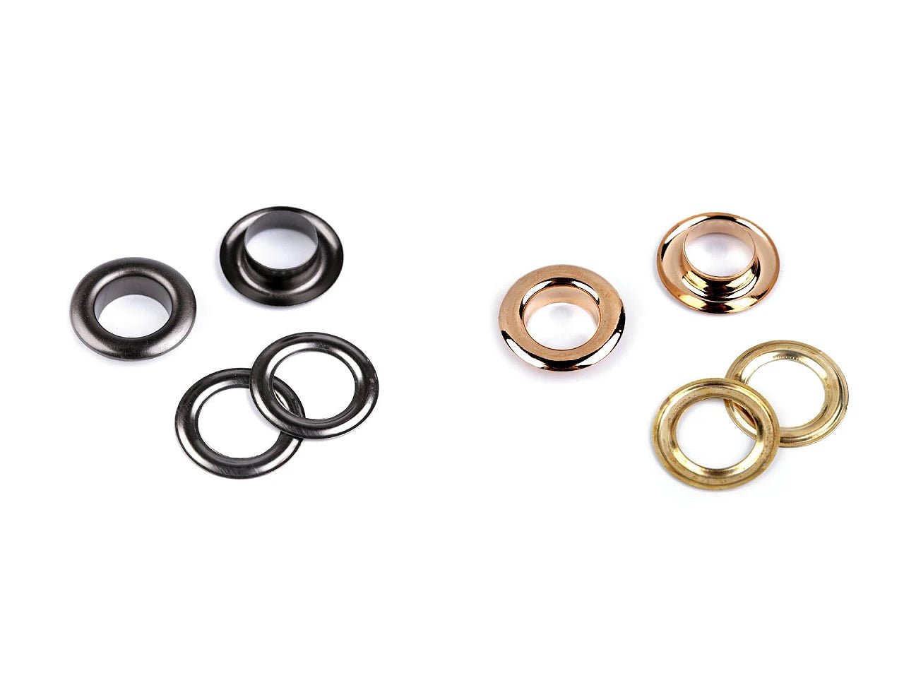 Image avec œillets métalliques Luversi, Ø intérieur 12 mm / Ø extérieur 21 mm | 10 pièces | tons variés – disponible chez Šarlotes audumi