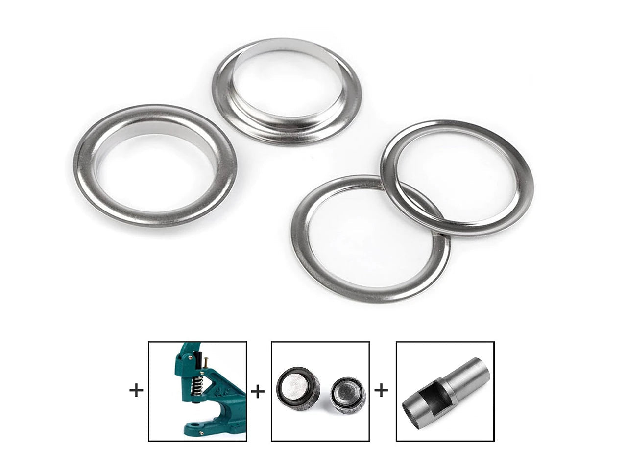 Image avec anneaux métalliques Luversi, Ø35 mm de diamètre intérieur | 10 pièces | tons assortis – disponible chez Charlotte audumi