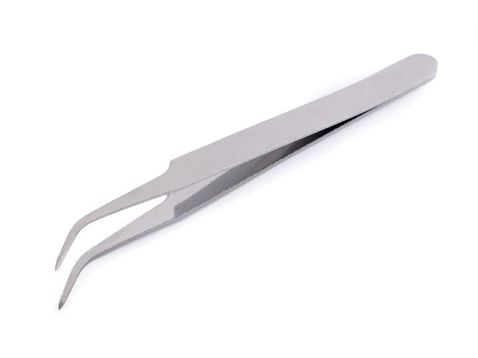 Pince à épiler coudée en métal 11,5 cm
