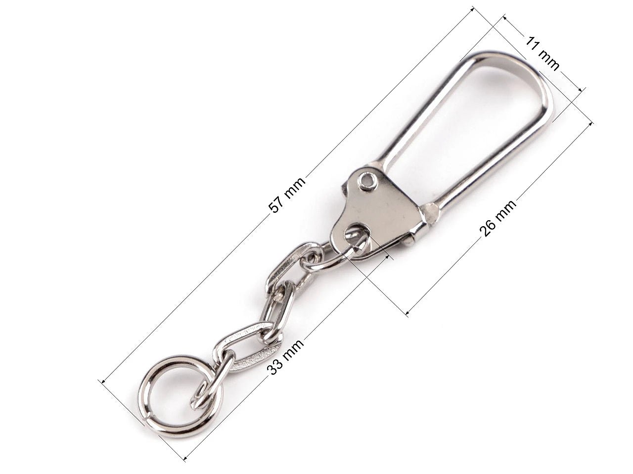 Image de mousqueton métallique avec chaînette | 11 x 26 mm 10 pièces | nuances variées – disponible chez Šarlotes audumi