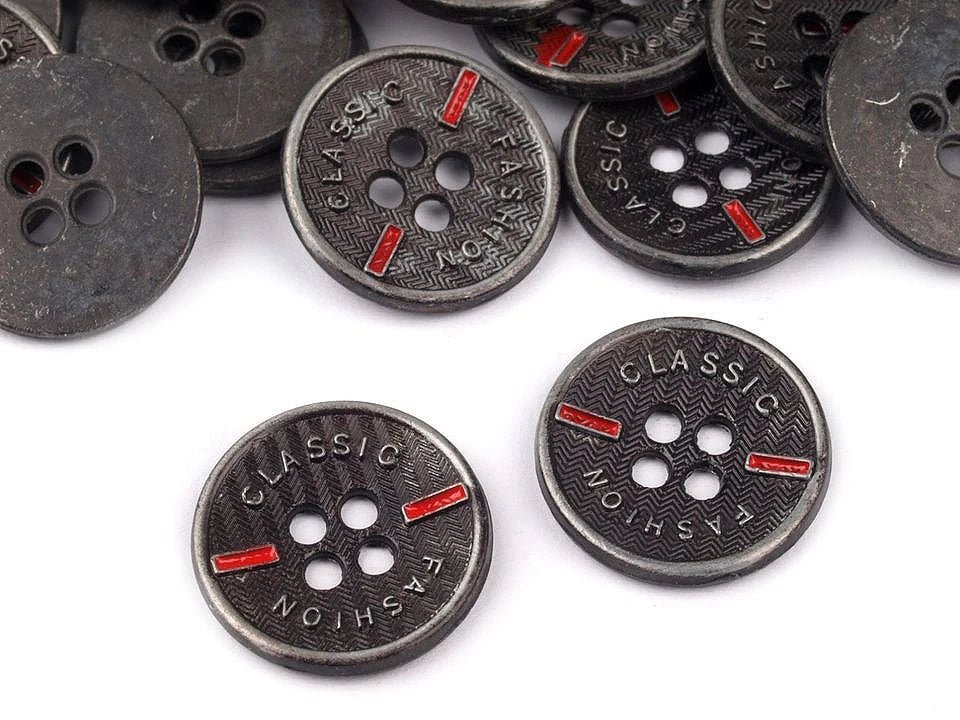 Image avec bouton en métal « Classic » - 16,5 ou 20,3 mm – disponible chez Charlotte Tissus