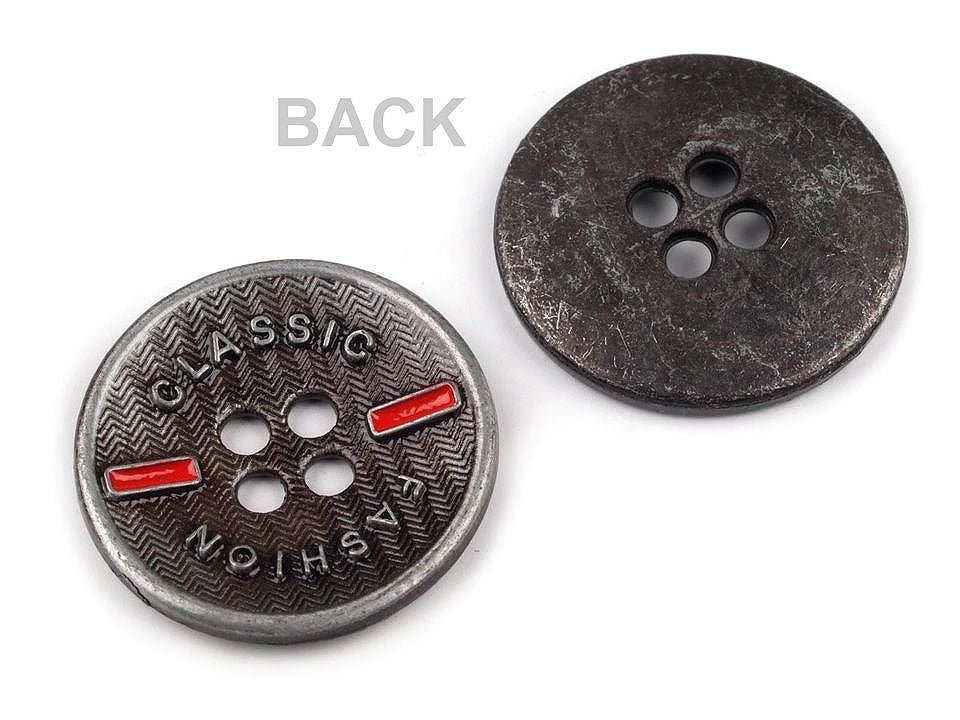 Image avec bouton métallique « Classic » - 16,5 ou 20,3 mm – disponible chez les tissus Charlotte