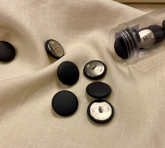 Boutons en métal avec cuir éco sur pied 25 mm - gris foncé