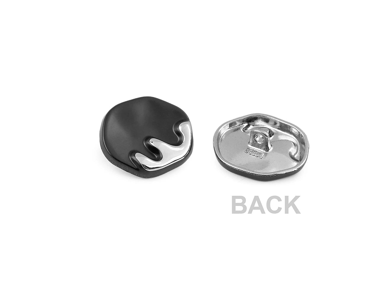 Metallknöpfe mit Steg, schwarz mit Akzent, 23 mm – erhältlich bei Šarlotes audumi