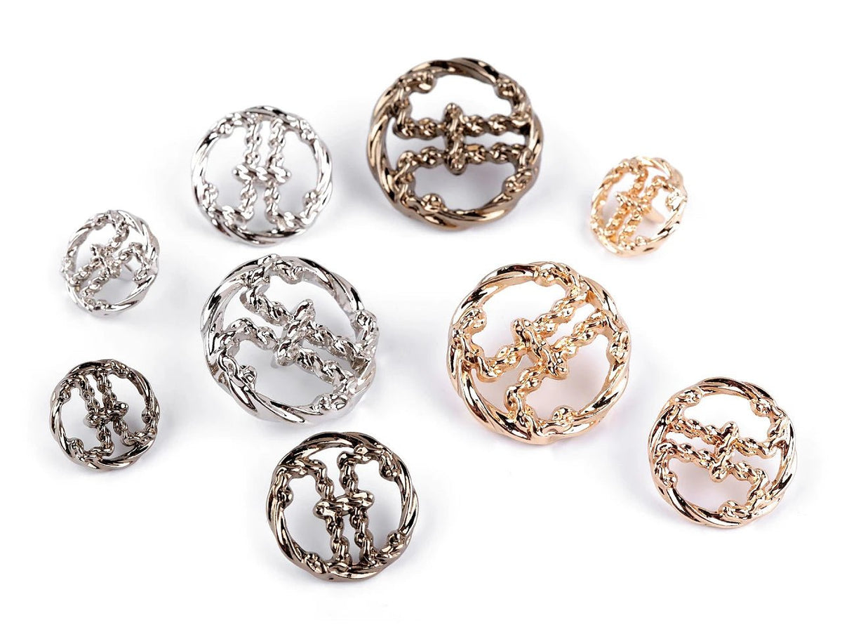 Image de boutons métalliques à pied de 15 mm – disponibles en ligne chez Šarlotes audumi